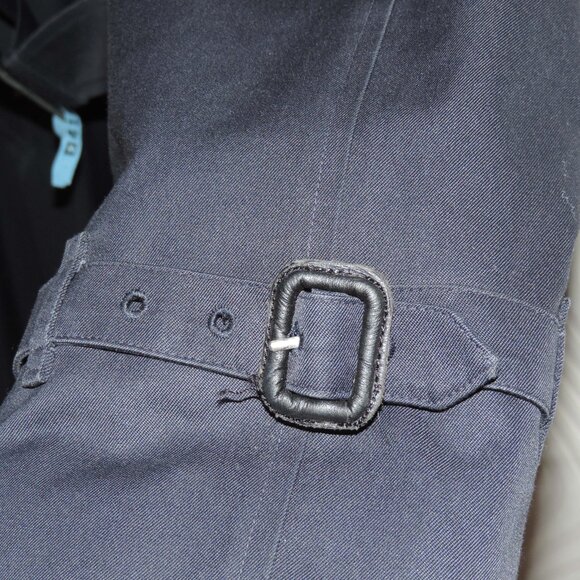 BURBERRY sz 12 Womens Dark Navy Blue Classic Belted Trench Double Breasted - Picture 3 of 16